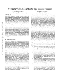 Symbolic Verification of Cache Side-channel Freedom