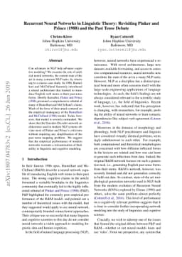 Recurrent Neural Networks in Linguistic Theory: Revisiting Pinker and
  Prince (1988) and the Past Tense Debate