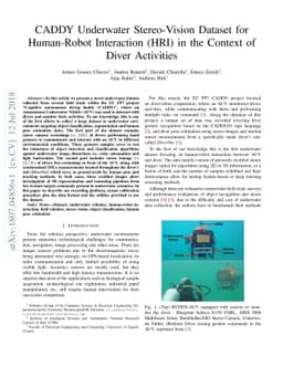 CADDY Underwater Stereo-Vision Dataset for Human-Robot Interaction (HRI)
  in the Context of Diver Activities