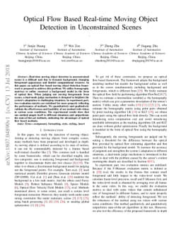 Optical Flow Based Real-time Moving Object Detection in Unconstrained
  Scenes