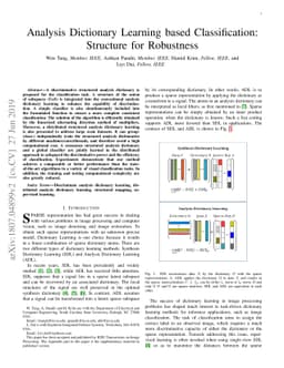 Analysis Dictionary Learning based Classification: Structure for
  Robustness