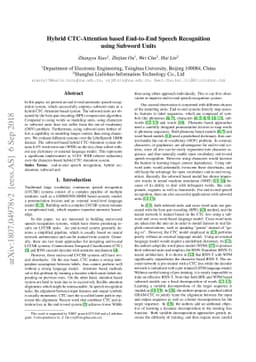 Hybrid CTC-Attention based End-to-End Speech Recognition using Subword
  Units