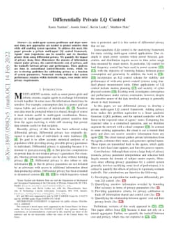 Differentially Private LQ Control