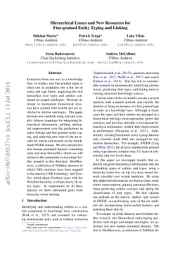 Hierarchical Losses and New Resources for Fine-grained Entity Typing and
  Linking