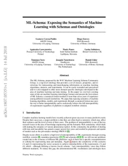 ML-Schema: Exposing the Semantics of Machine Learning with Schemas and
  Ontologies