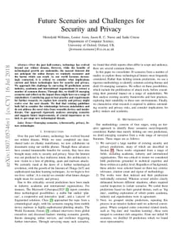 Future Scenarios and Challenges for Security and Privacy