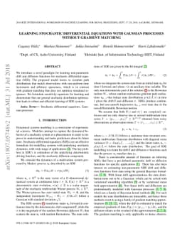Learning Stochastic Differential Equations With Gaussian Processes
  Without Gradient Matching