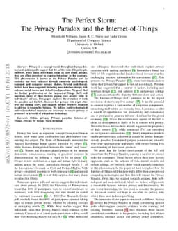 The Perfect Storm: The Privacy Paradox and the Internet-of-Things