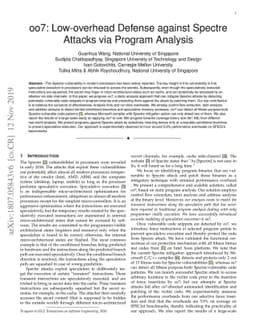 oo7: Low-overhead Defense against Spectre Attacks via Program Analysis