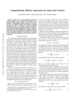 Computationally Efficient Approaches for Image Style Transfer
