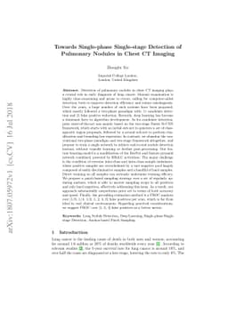 Towards Single-phase Single-stage Detection of Pulmonary Nodules in
  Chest CT Imaging