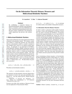 On the Information Theoretic Distance Measures and Bidirectional
  Helmholtz Machines