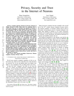 Privacy, Security and Trust in the Internet of Neurons
