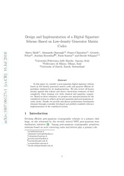 Design and Implementation of a Digital Signature Scheme Based on
  Low-density Generator Matrix Codes