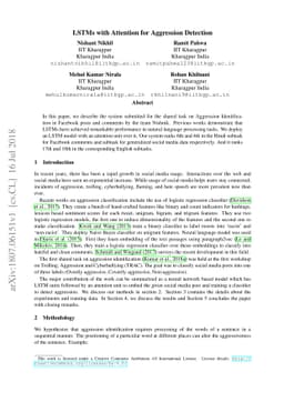 LSTMs with Attention for Aggression Detection