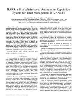 BARS: a Blockchain-based Anonymous Reputation System for Trust
  Management in VANETs