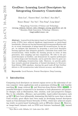 GeoDesc: Learning Local Descriptors by Integrating Geometry Constraints