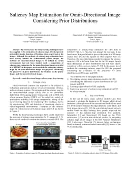 Saliency Map Estimation for Omni-Directional Image Considering Prior
  Distributions