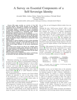 A Survey on Essential Components of a Self-Sovereign Identity