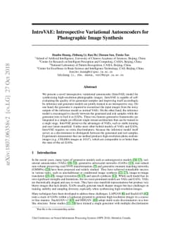 IntroVAE: Introspective Variational Autoencoders for Photographic Image
  Synthesis