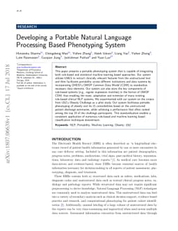 Developing a Portable Natural Language Processing Based Phenotyping
  System
