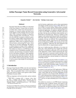 Airline Passenger Name Record Generation using Generative Adversarial
  Networks