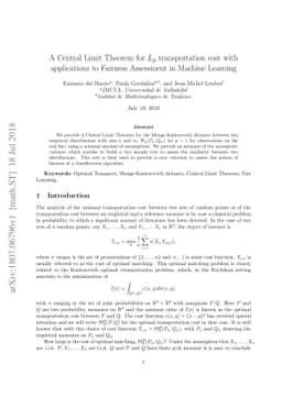 A Central Limit Theorem for $L_p$ transportation cost with applications
  to Fairness Assessment in Machine Learning