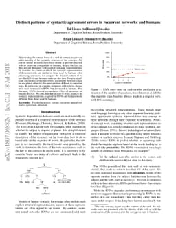 Distinct patterns of syntactic agreement errors in recurrent networks
  and humans