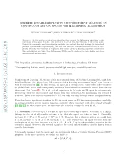 Discrete linear-complexity reinforcement learning in continuous action
  spaces for Q-learning algorithms
