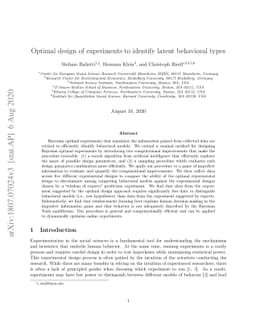 Optimal design of experiments to identify latent behavioral types