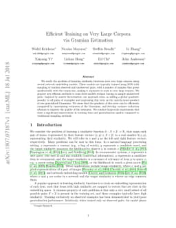 Efficient Training on Very Large Corpora via Gramian Estimation
