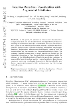 Selective Zero-Shot Classification with Augmented Attributes