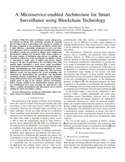 A Microservice-enabled Architecture for Smart Surveillance using
  Blockchain Technology