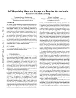 Self-Organizing Maps as a Storage and Transfer Mechanism in
  Reinforcement Learning