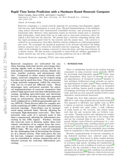 Rapid Time Series Prediction with a Hardware-Based Reservoir Computer