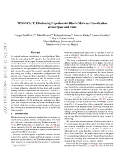 TESSERACT: Eliminating Experimental Bias in Malware Classification
  across Space and Time