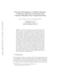 From Face Recognition to Models of Identity: A Bayesian Approach to
  Learning about Unknown Identities from Unsupervised Data