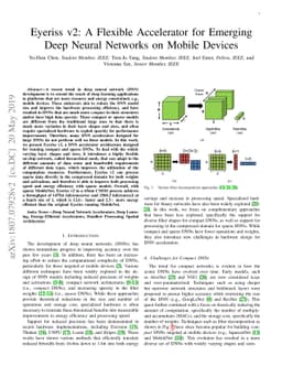 Eyeriss v2: A Flexible Accelerator for Emerging Deep Neural Networks on
  Mobile Devices