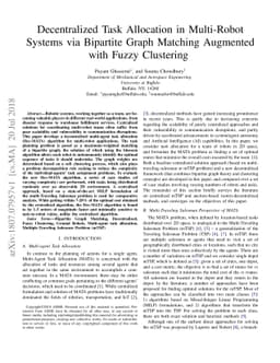 Decentralized Task Allocation in Multi-Robot Systems via Bipartite Graph
  Matching Augmented with Fuzzy Clustering