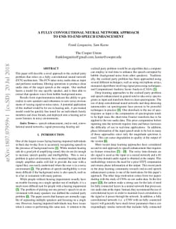 A Fully Convolutional Neural Network Approach to End-to-End Speech
  Enhancement