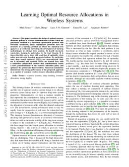 Learning Optimal Resource Allocations in Wireless Systems
