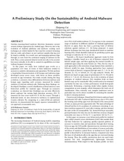 A Preliminary Study On the Sustainability of Android Malware Detection
