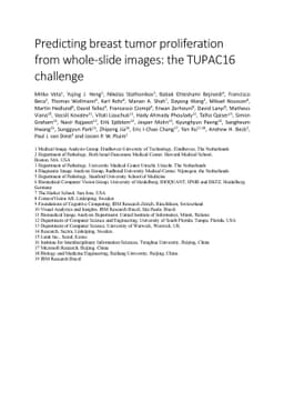 Predicting breast tumor proliferation from whole-slide images: the
  TUPAC16 challenge