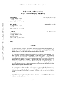 Risk Bounds for Unsupervised Cross-Domain Mapping with IPMs