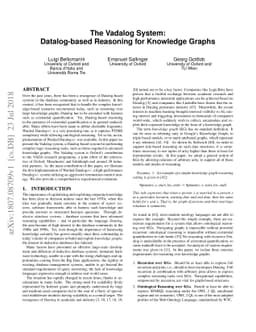 The Vadalog System: Datalog-based Reasoning for Knowledge Graphs