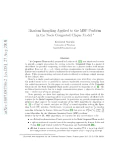 Random Sampling Applied to the MST Problem in the Node Congested Clique
  Model
