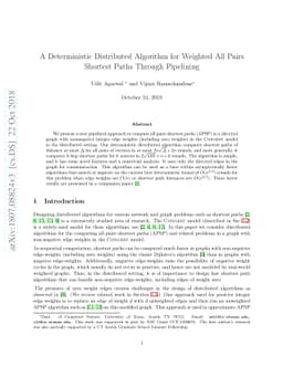A Deterministic Distributed Algorithm for Weighted All Pairs Shortest
  Paths Through Pipelining