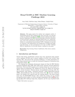 Deep-CLASS at ISIC Machine Learning Challenge 2018
