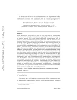 The division of labor in communication: Speakers help listeners account
  for asymmetries in visual perspective
