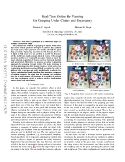Real-Time Online Re-Planning for Grasping Under Clutter and Uncertainty